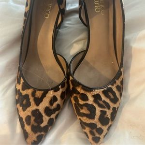 Gently Used Franco Sarto Felice Calf Hair Leather Animal Print Wedges,